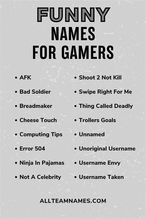 funny nicknames for games.